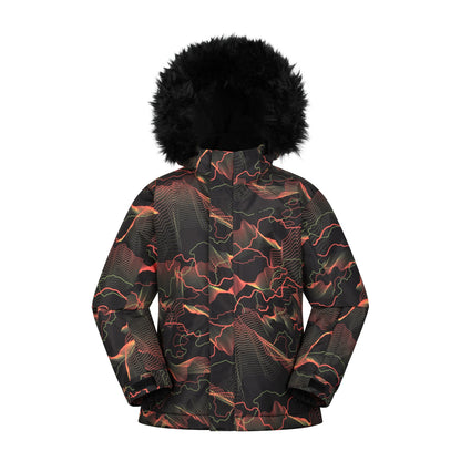 Black - Front - Mountain Warehouse Childrens-Kids Berg Abstract Ski Jacket