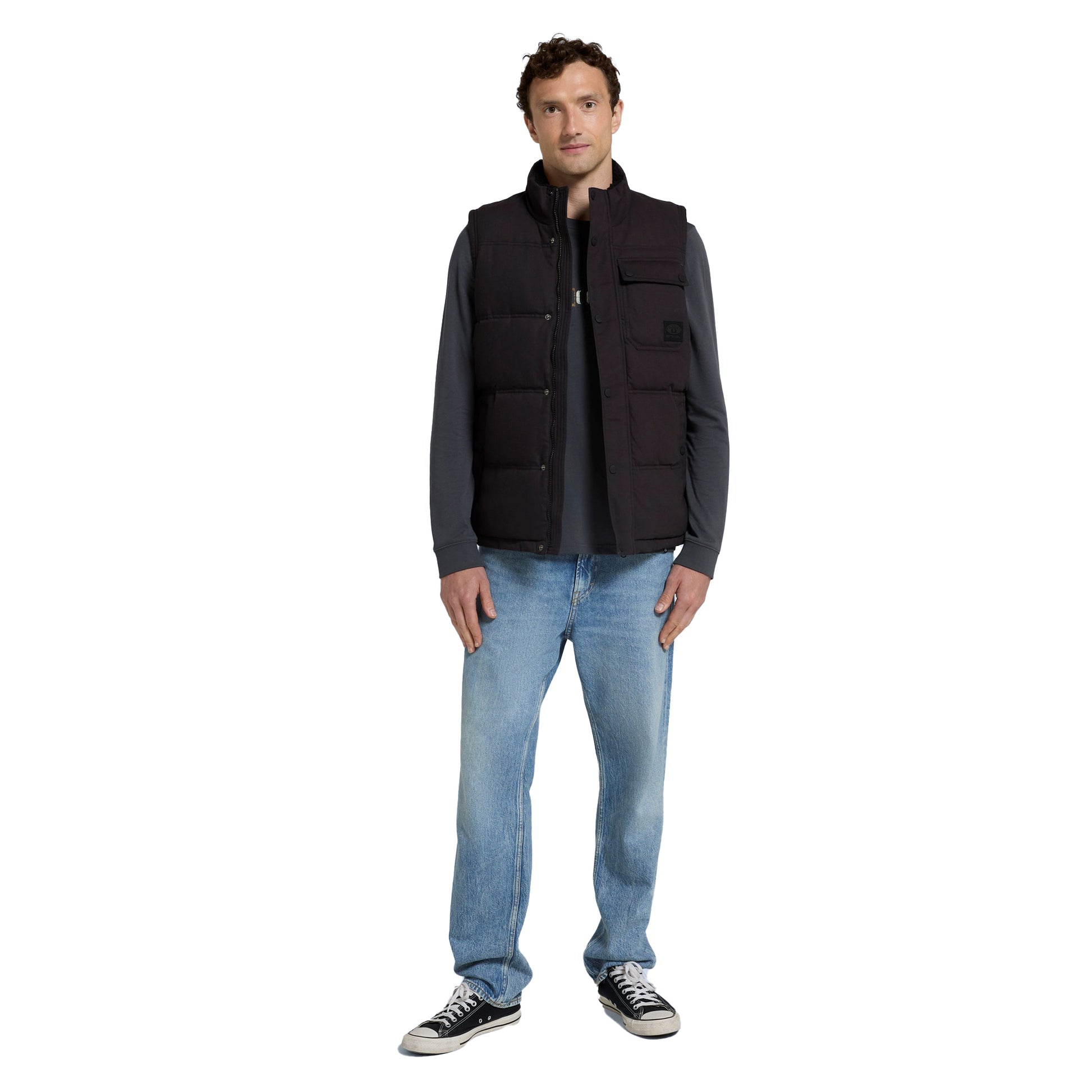 Black - Side - Animal Mens Fistral Quilted Borg Lined Gilet