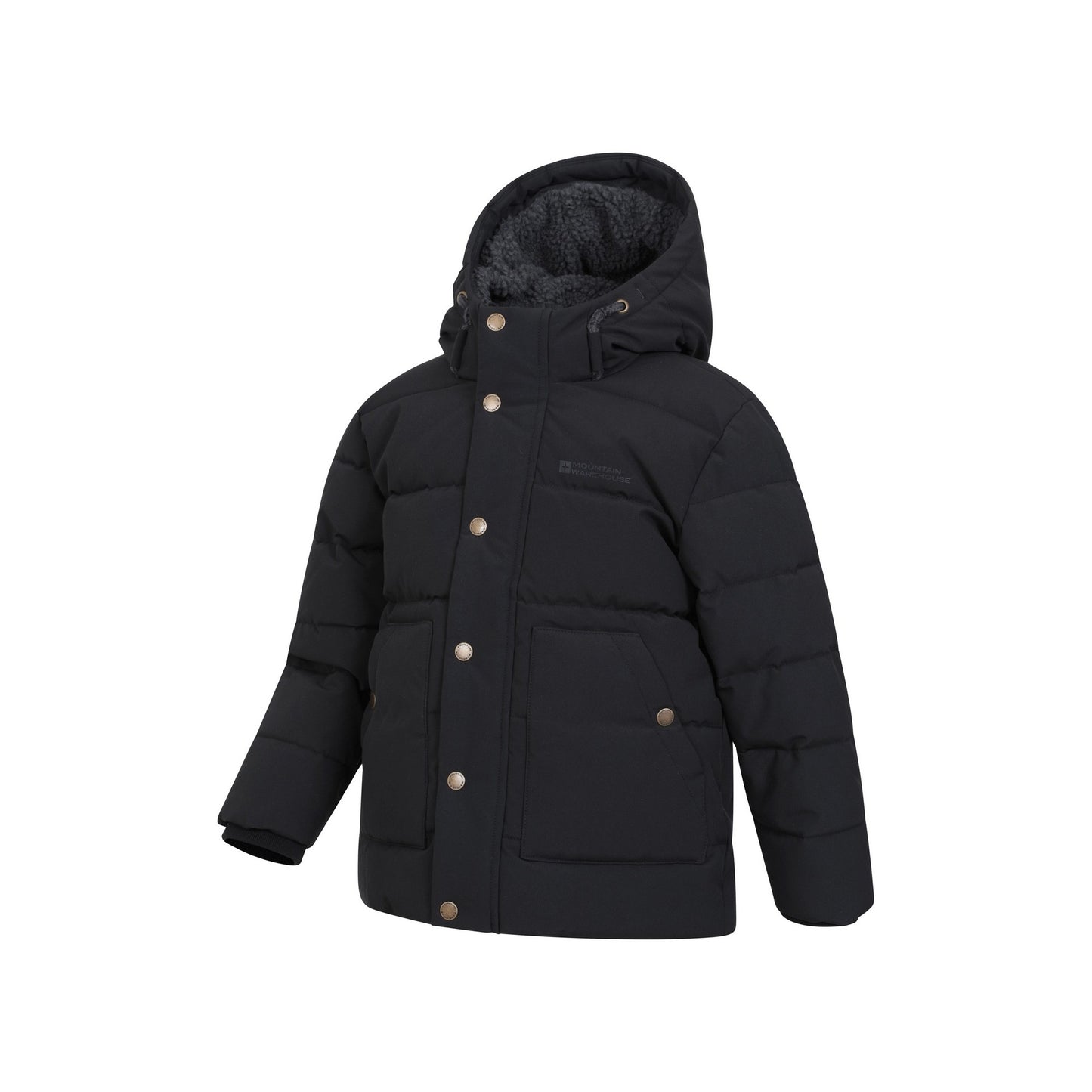 Black - Side - Mountain Warehouse Childrens-Kids Manta Borg Lined Jacket
