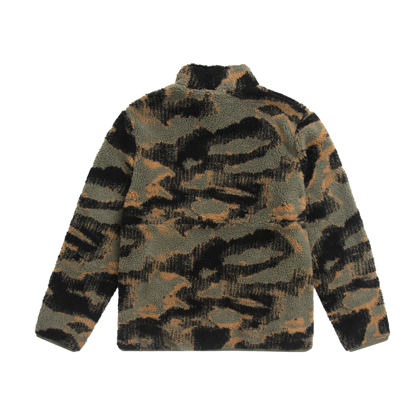 Dark Khaki - Back - Animal Mens Hennie Printed Borg Jacket