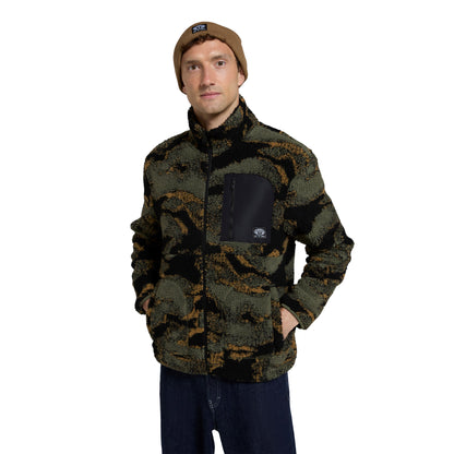 Dark Khaki - Side - Animal Mens Hennie Printed Borg Jacket