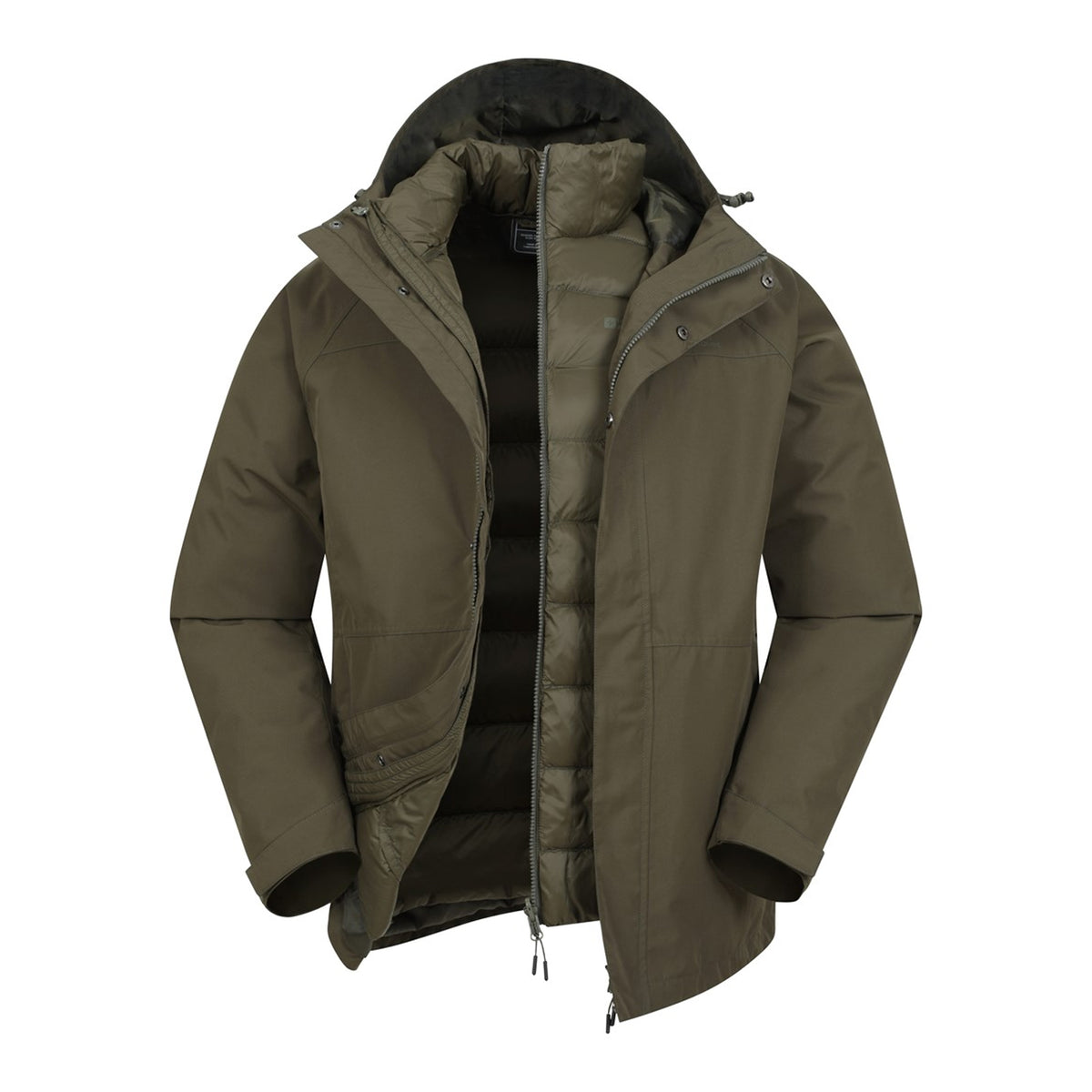 Khaki - Pack Shot - Mountain Warehouse Mens Alaskan 3 In 1 Waterproof Jacket