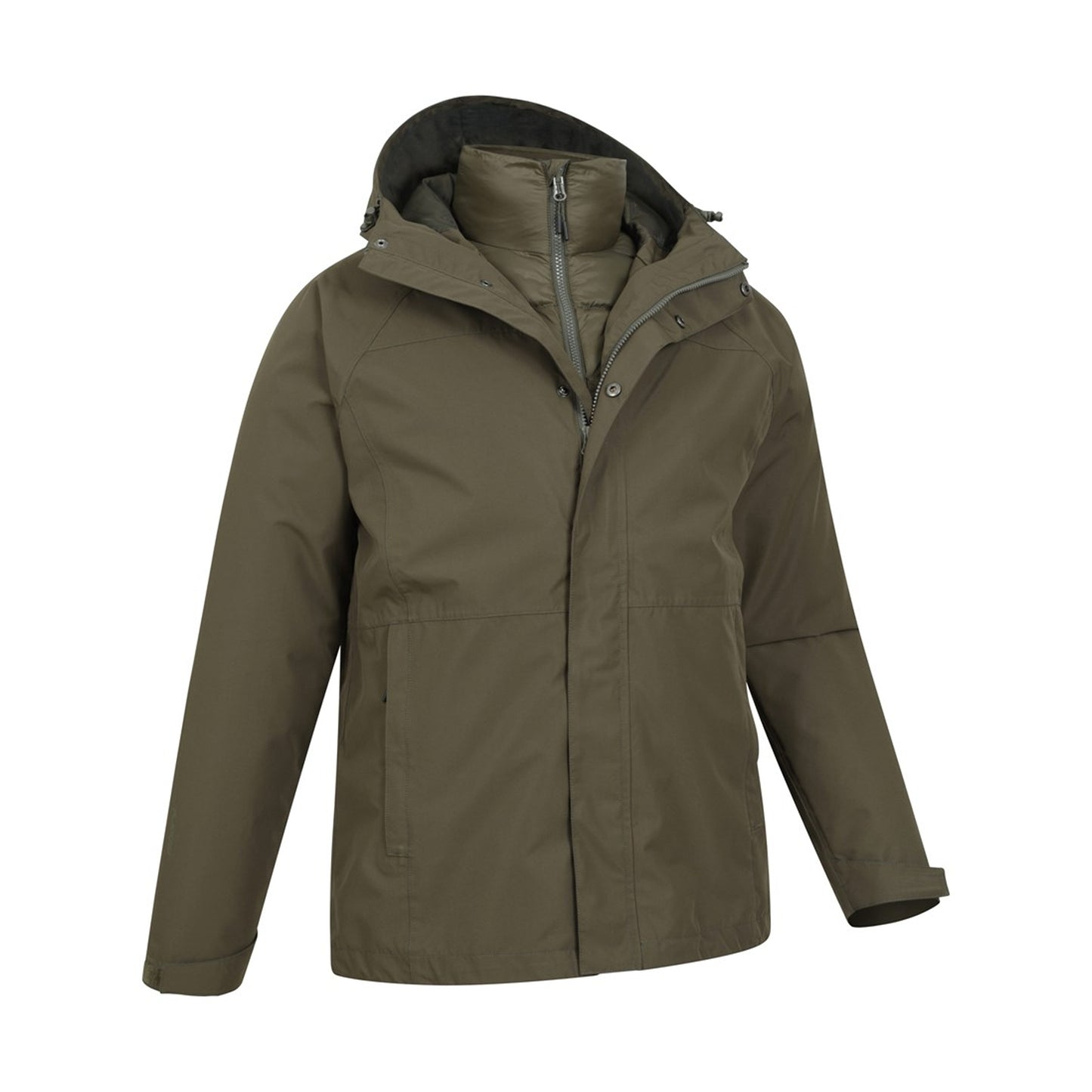 Khaki - Side - Mountain Warehouse Mens Alaskan 3 In 1 Waterproof Jacket