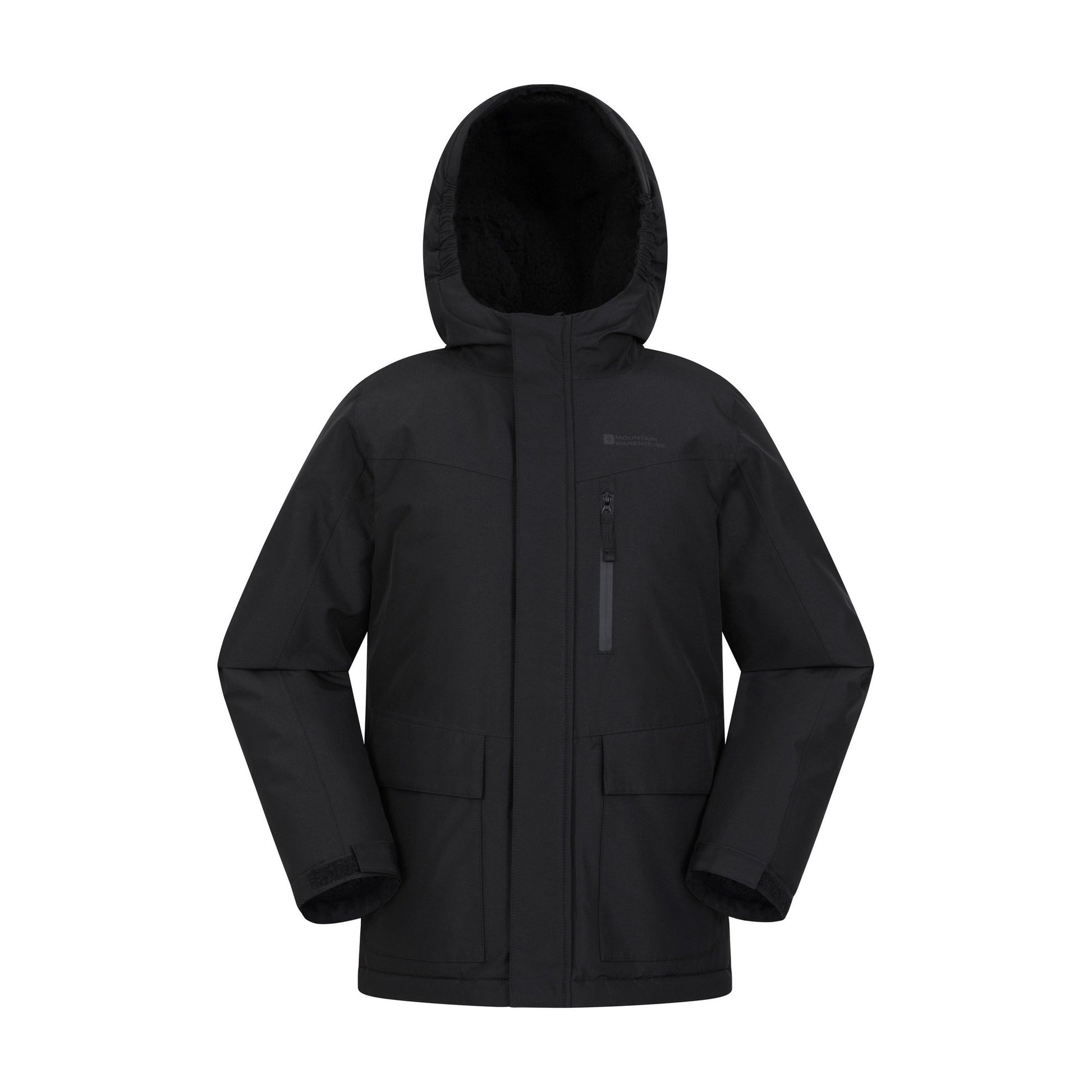 Black - Front - Mountain Warehouse Childrens-Kids Noah Borg Lined Waterproof Jacket