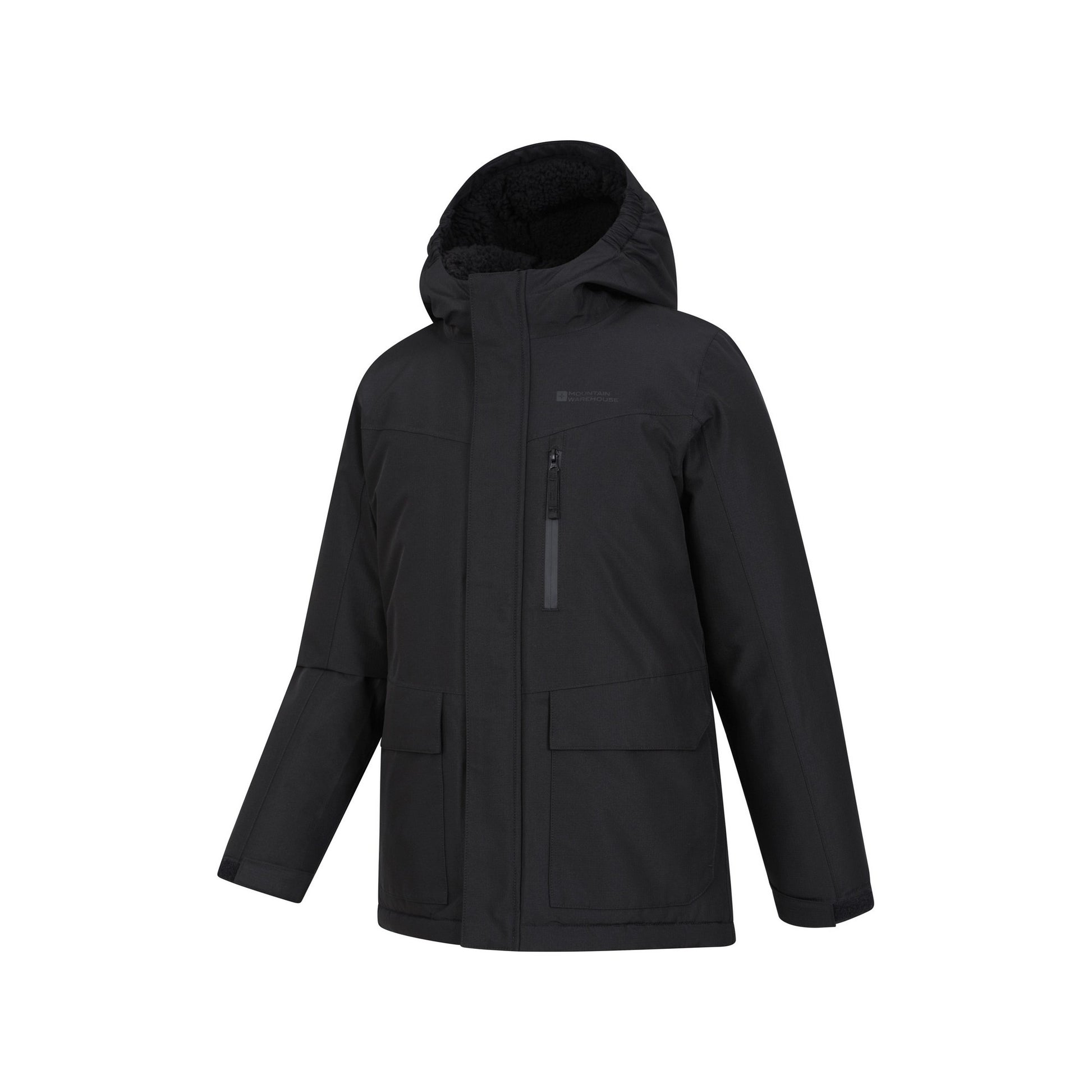 Black - Side - Mountain Warehouse Childrens-Kids Noah Borg Lined Waterproof Jacket