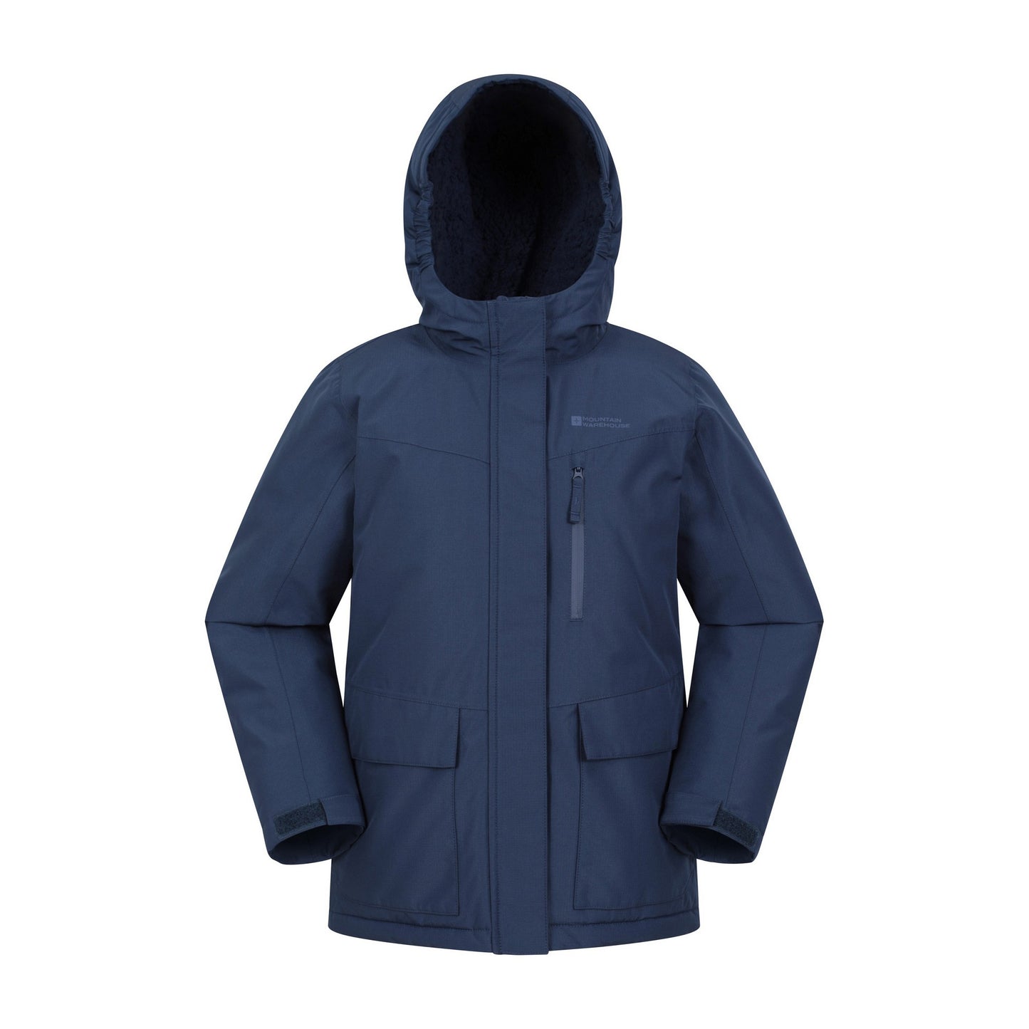 Navy - Front - Mountain Warehouse Childrens-Kids Noah Borg Lined Waterproof Jacket
