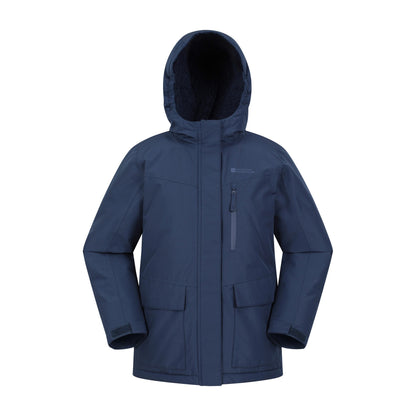 Navy - Front - Mountain Warehouse Childrens-Kids Noah Borg Lined Waterproof Jacket