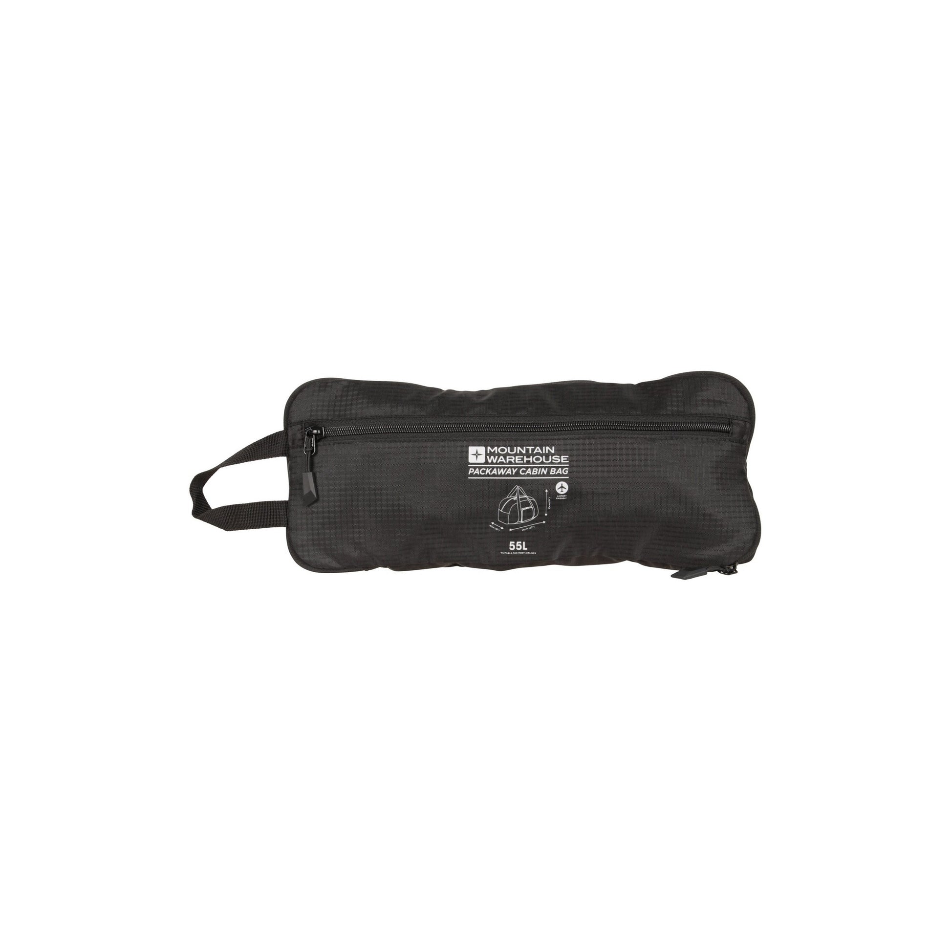 Black - Pack Shot - Mountain Warehouse Packaway 55L Duffle Bag