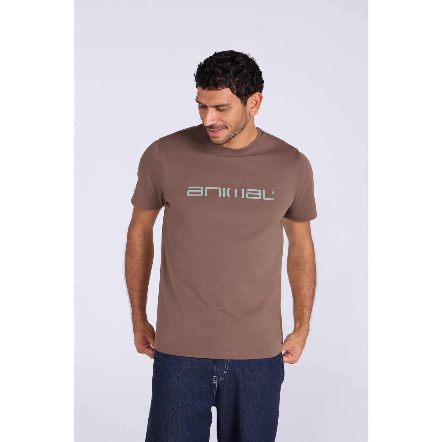 Brown - Front - Animal Mens Classico Organic T-Shirt