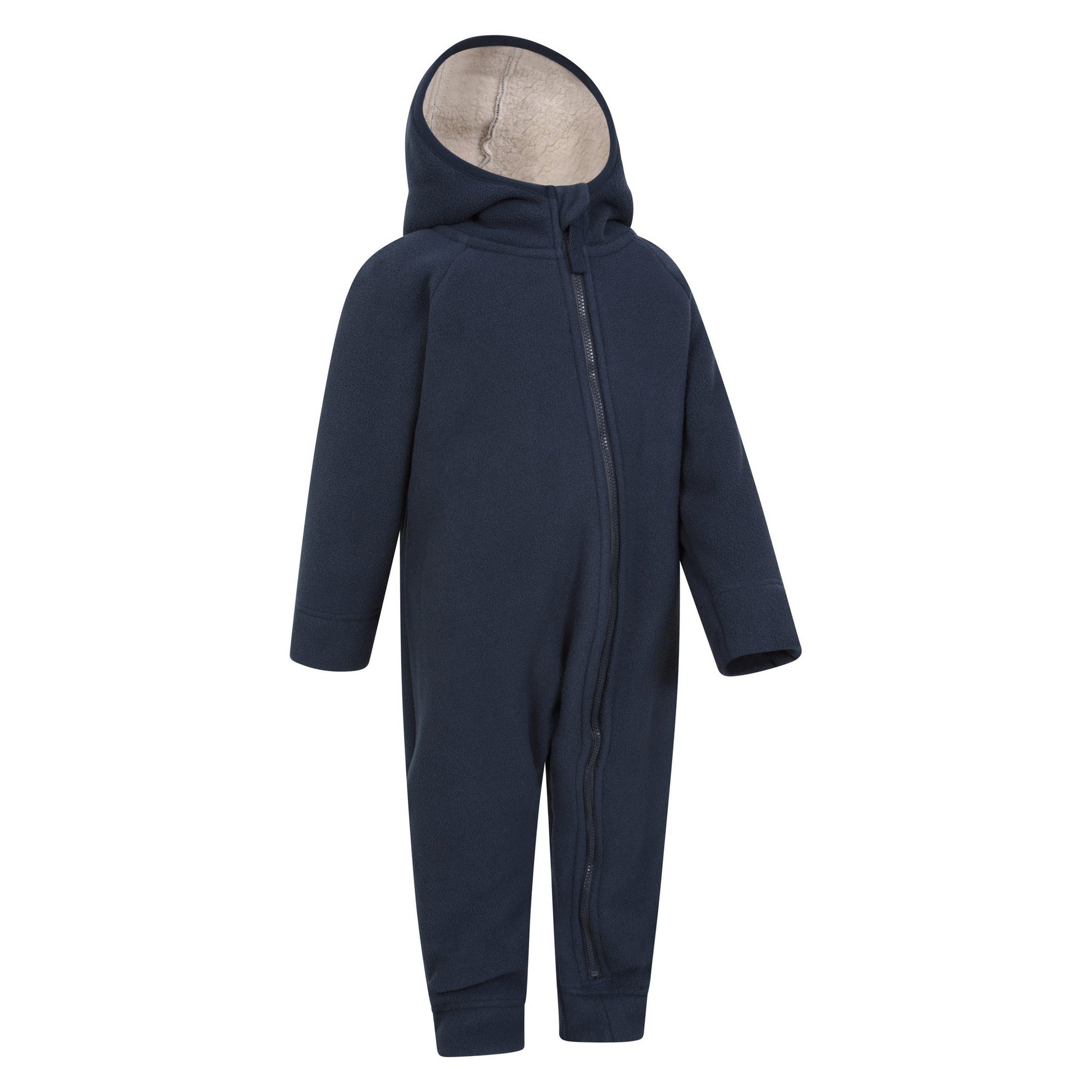 Navy - Side - Mountain Warehouse Childrens-Kids Aspen Borg Fleece Lined Snowsuit