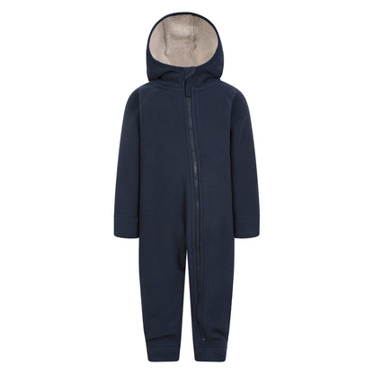 Navy - Front - Mountain Warehouse Childrens-Kids Aspen Borg Fleece Lined Snowsuit