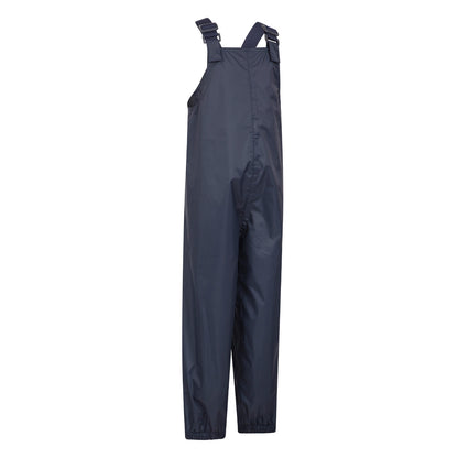 Navy - Side - Mountain Warehouse Childrens-Kids Pakka Waterproof Dungarees