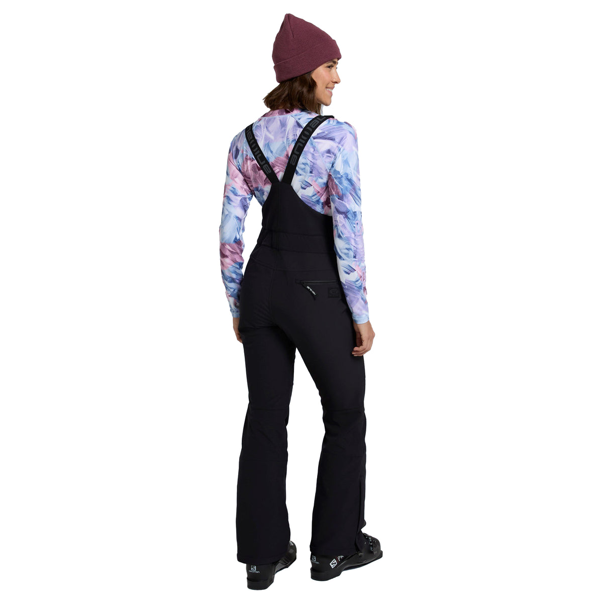 Black - Back - Animal Womens-Ladies Powder Bib Front Ski Trousers