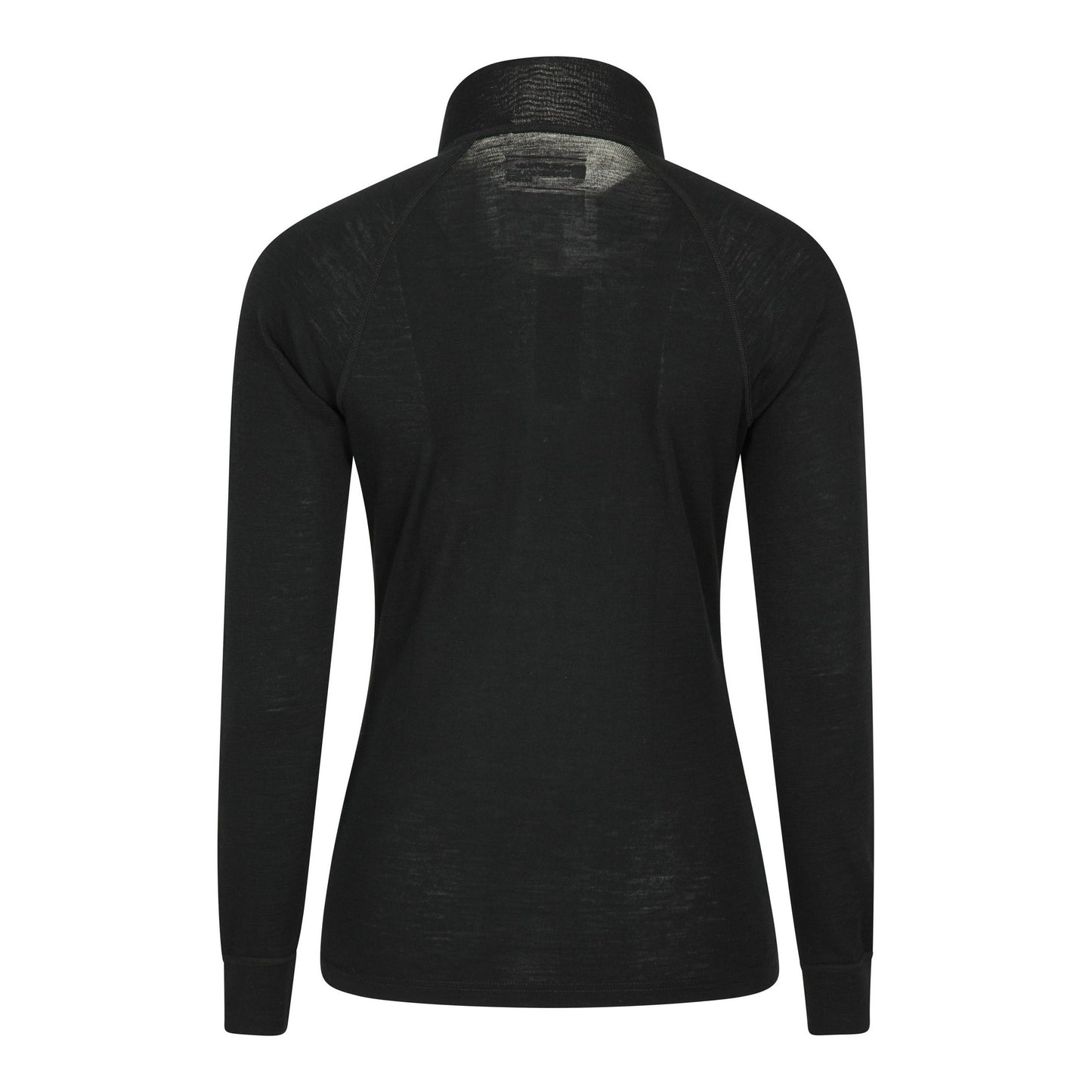 Black - Back - Mountain Warehouse Womens-Ladies Merino Wool Zip Neck Long-Sleeved Thermal Top