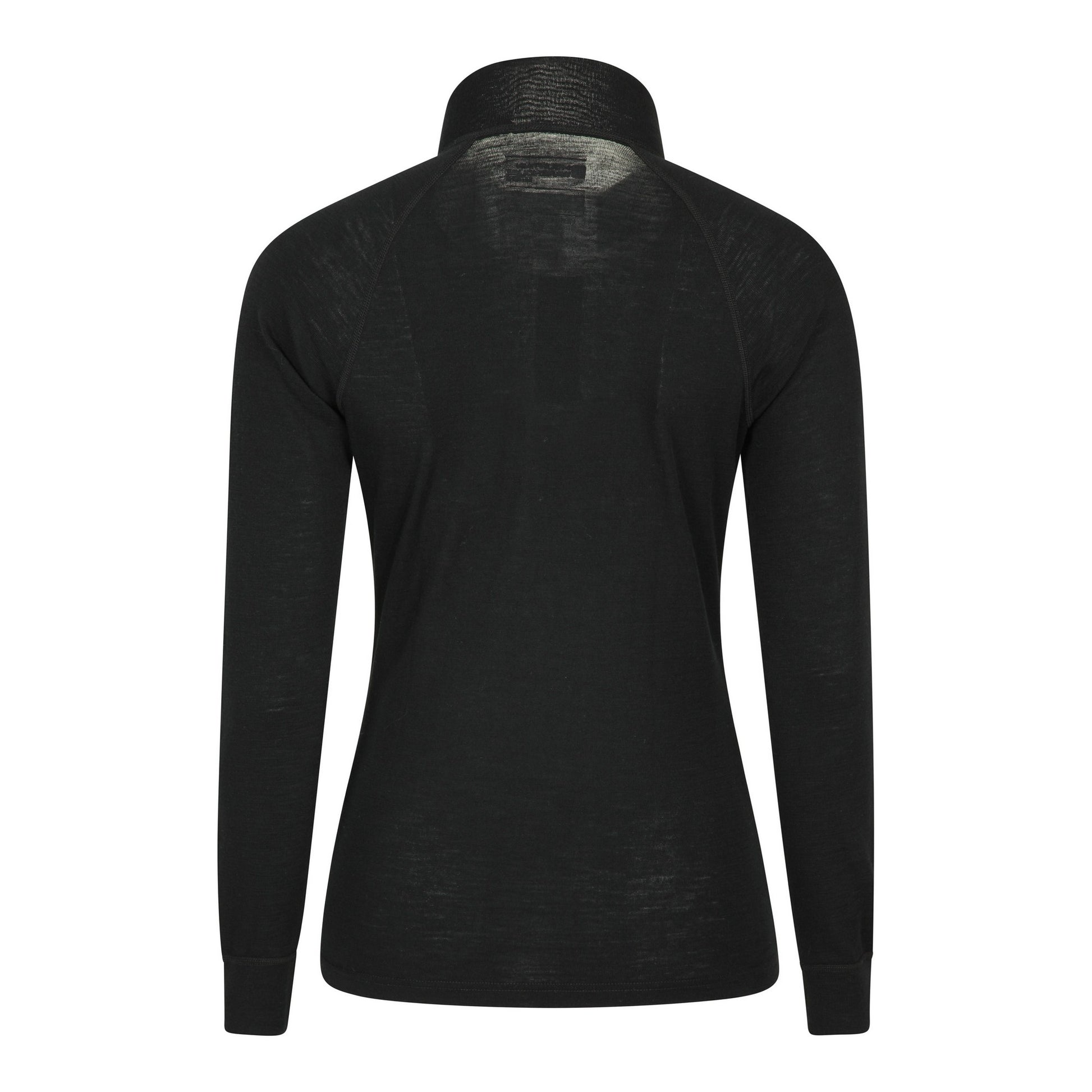 Black - Back - Mountain Warehouse Womens-Ladies Merino Wool Zip Neck Long-Sleeved Thermal Top