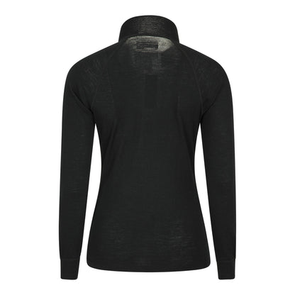 Black - Back - Mountain Warehouse Womens-Ladies Merino Wool Zip Neck Long-Sleeved Thermal Top