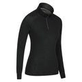 Black - Side - Mountain Warehouse Womens-Ladies Merino Wool Zip Neck Long-Sleeved Thermal Top