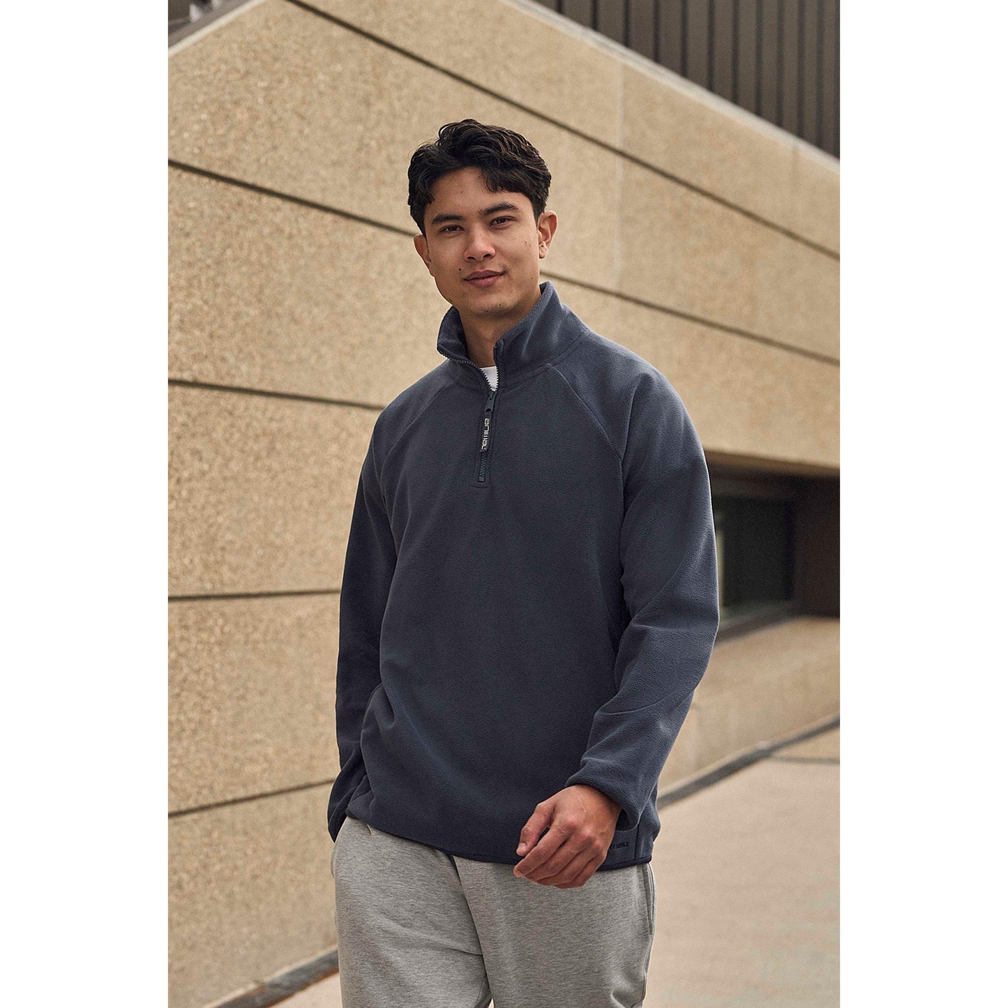Navy - Front - Animal Mens Stockholm Half Zip Fleece Top
