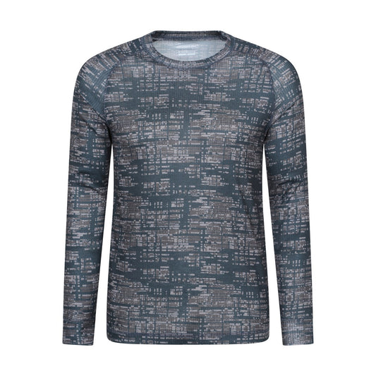 Khaki Green - Front - Mountain Warehouse Mens Talus Camouflage Thermal Top
