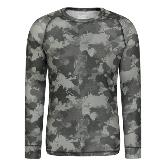 Green - Front - Mountain Warehouse Mens Talus Camouflage Thermal Top