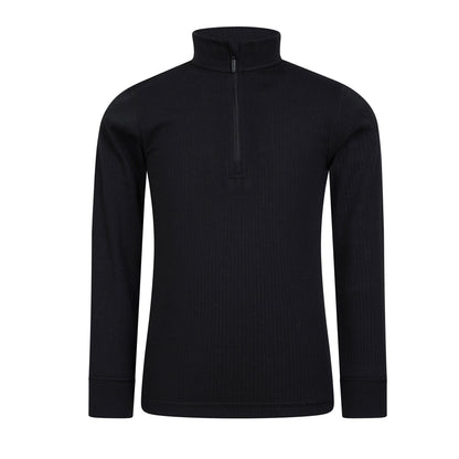 Black - Front - Mountain Warehouse Childrens-Kids Talus Zip Neck Base Layer Top