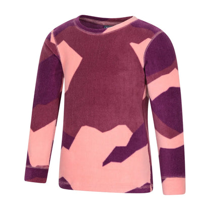 Coral - Side - Mountain Warehouse Childrens-Kids Camo Polar Fleece Base Layer Set