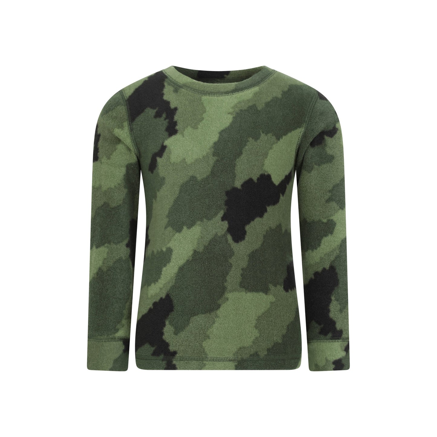 Khaki Green - Side - Mountain Warehouse Childrens-Kids Camo Polar Fleece Base Layer Set