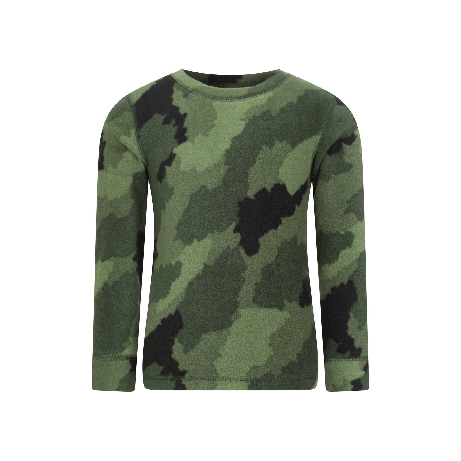 Khaki Green - Side - Mountain Warehouse Childrens-Kids Camo Polar Fleece Base Layer Set