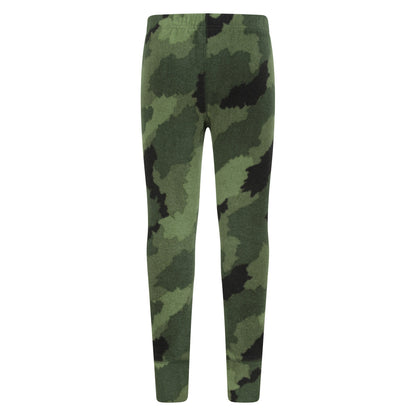 Khaki Green - Close up - Mountain Warehouse Childrens-Kids Camo Polar Fleece Base Layer Set