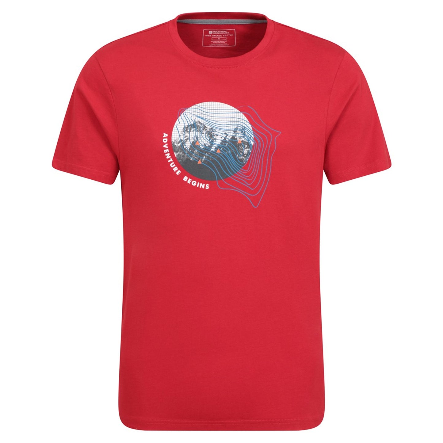 Red - Front - Mountain Warehouse Mens Adventure Begins Organic Cotton T-Shirt