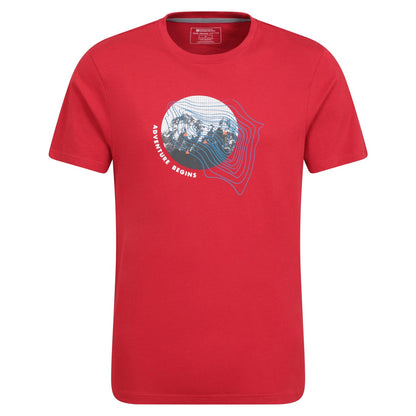 Red - Front - Mountain Warehouse Mens Adventure Begins Organic Cotton T-Shirt