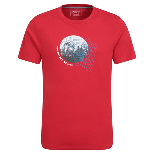 Red - Front - Mountain Warehouse Mens Adventure Begins Organic Cotton T-Shirt