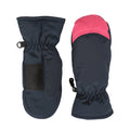 Navy - Back - Mountain Warehouse Childrens-Kids Waterproof Trapper Hat & Mitten Set