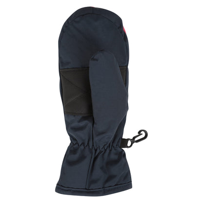 Navy - Side - Mountain Warehouse Childrens-Kids Waterproof Trapper Hat & Mitten Set