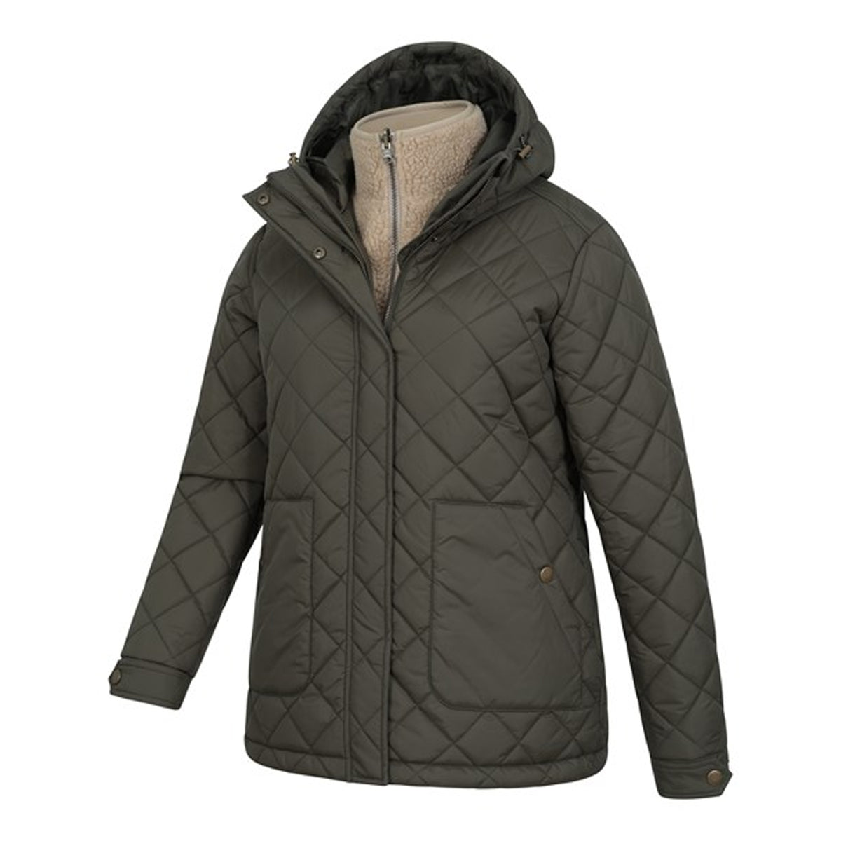 Khaki Green - Lifestyle - Mountain Warehouse Womens-Ladies Nebraskan Borg 3 in 1 Padded Jacket