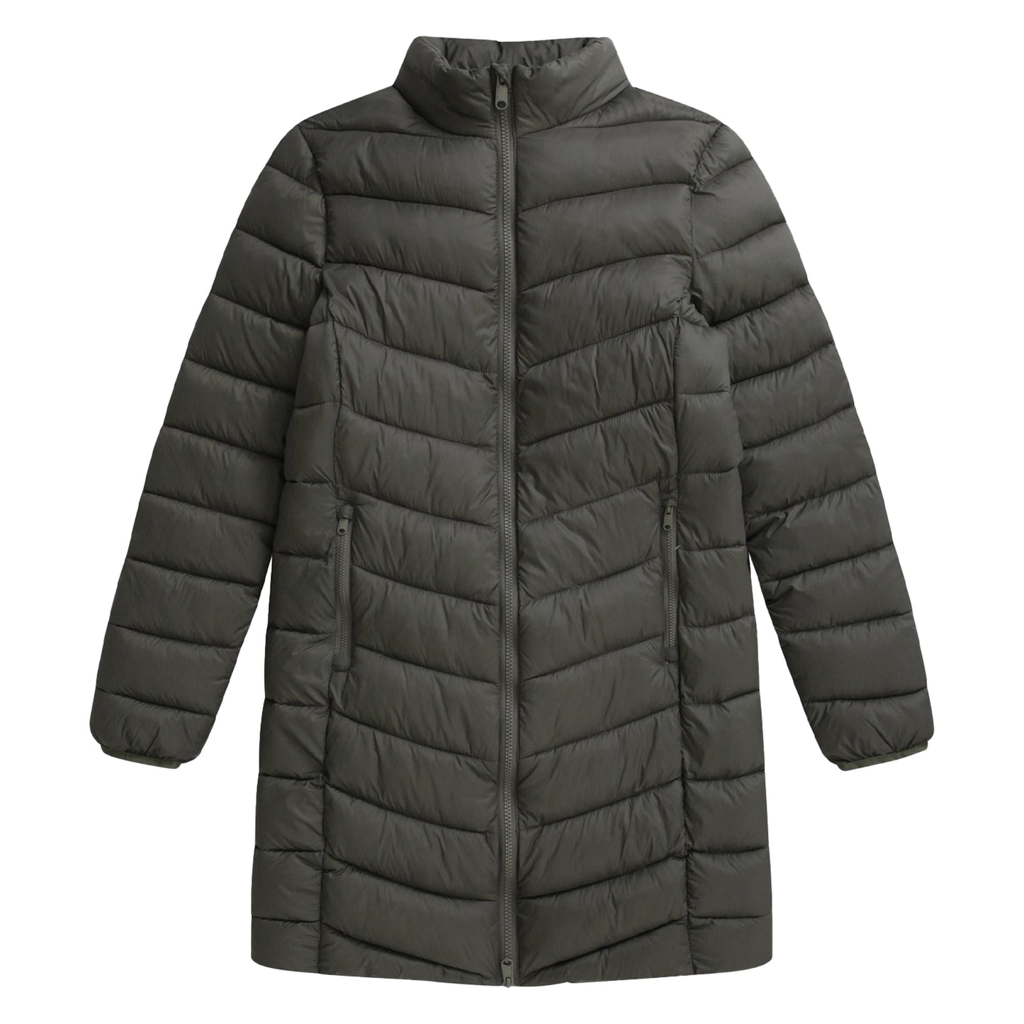 Dark Khaki - Front - Animal Womens-Ladies Frankie Longline Padded Jacket