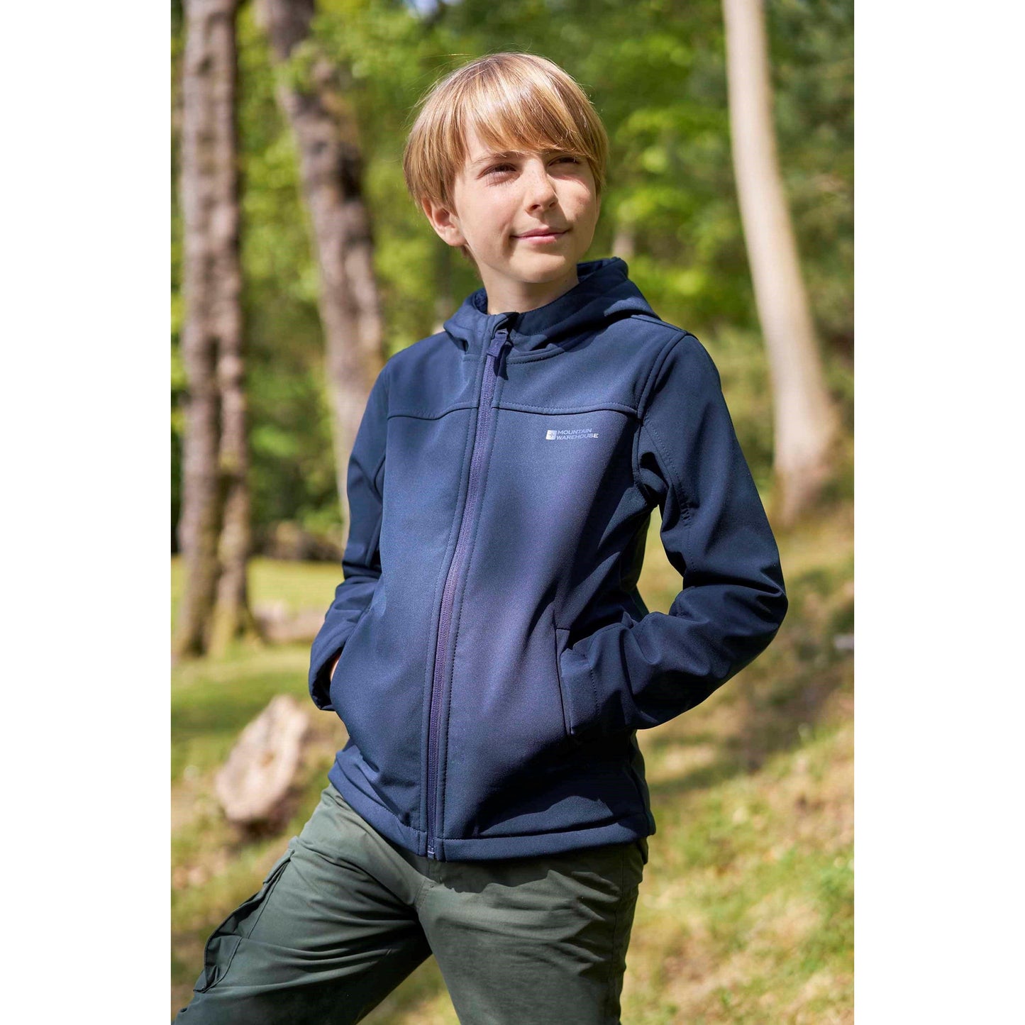 Dark Blue - Front - Mountain Warehouse Childrens-Kids Arctic Borg Lined Soft Shell Jacket