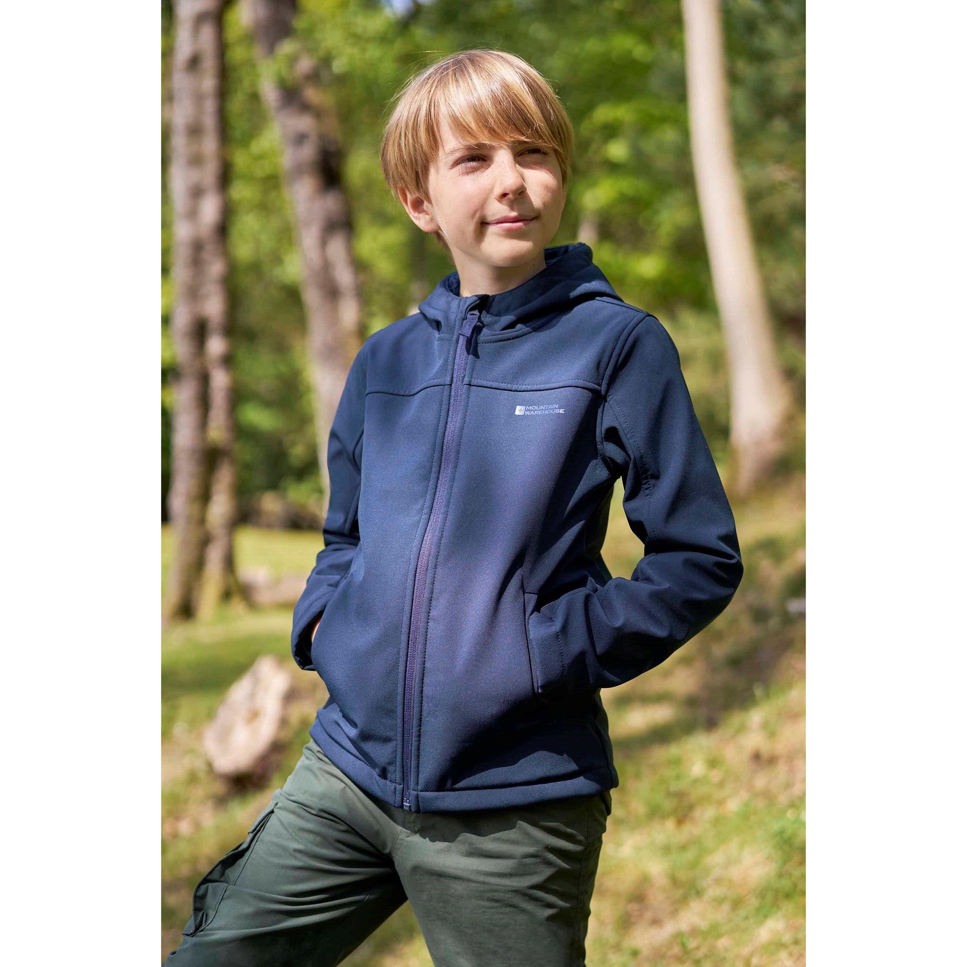 Dark Blue - Front - Mountain Warehouse Childrens-Kids Arctic Borg Lined Soft Shell Jacket