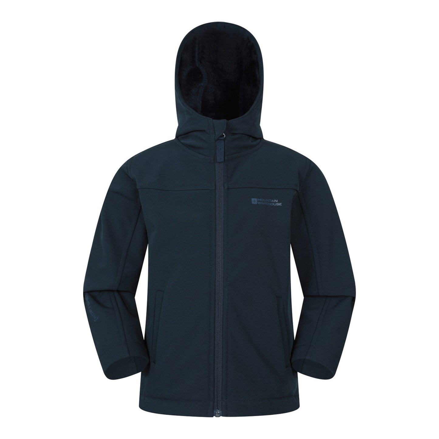 Dark Blue - Front - Mountain Warehouse Childrens-Kids Arctic Borg Lined Soft Shell Jacket