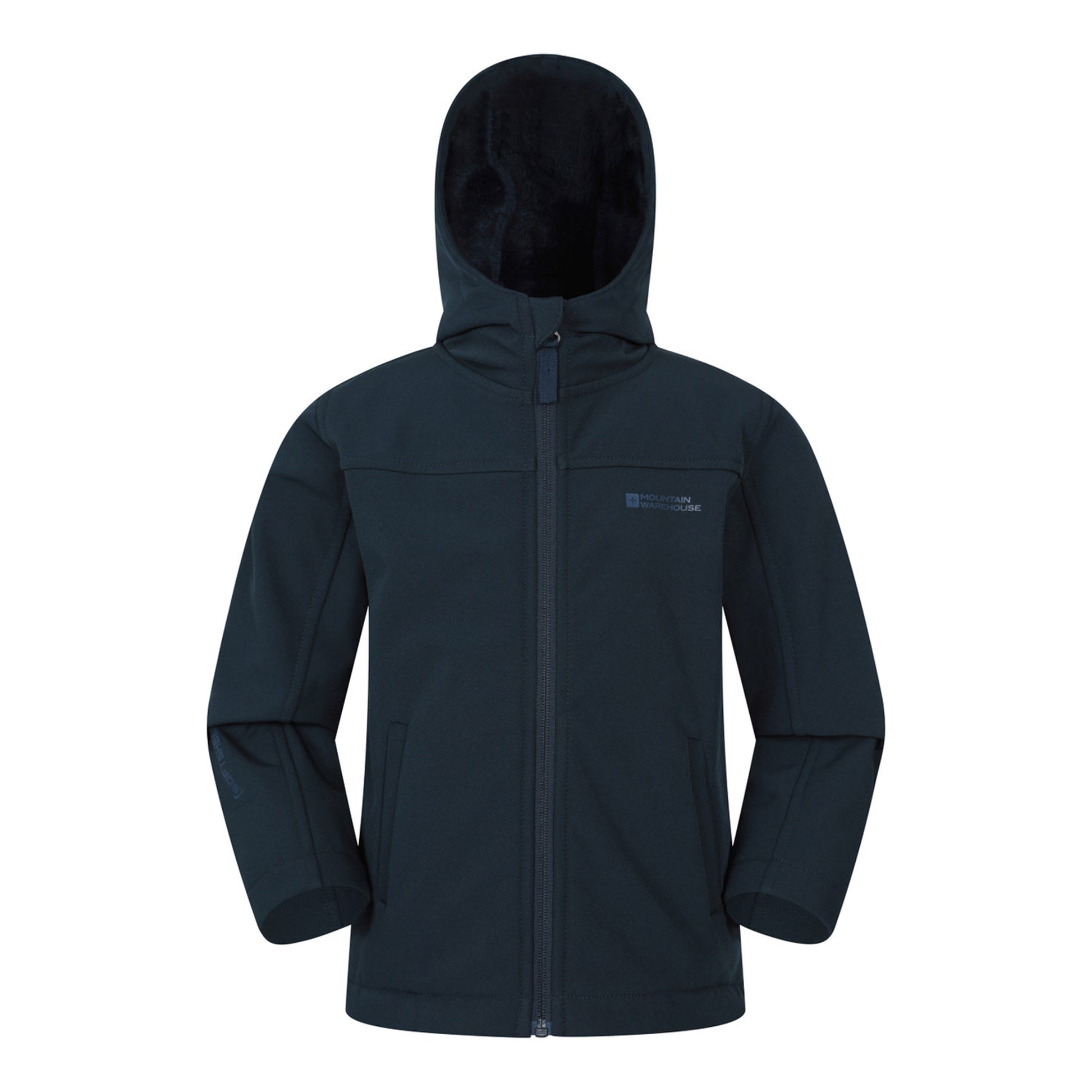 Dark Blue - Front - Mountain Warehouse Childrens-Kids Arctic Borg Lined Soft Shell Jacket