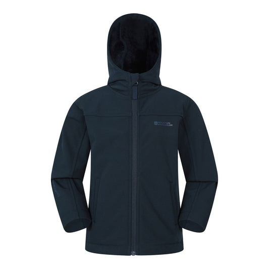 Dark Blue - Front - Mountain Warehouse Childrens-Kids Arctic Borg Lined Soft Shell Jacket