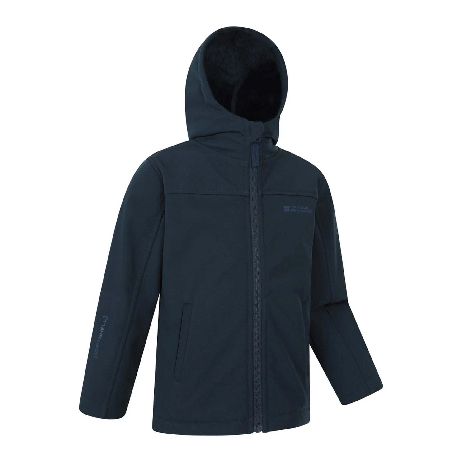 Dark Blue - Side - Mountain Warehouse Childrens-Kids Arctic Borg Lined Soft Shell Jacket