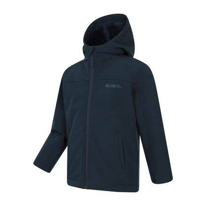 Dark Blue - Lifestyle - Mountain Warehouse Childrens-Kids Arctic Borg Lined Soft Shell Jacket