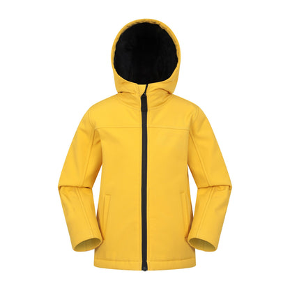 Mustard - Front - Mountain Warehouse Childrens-Kids Arctic Borg Lined Soft Shell Jacket