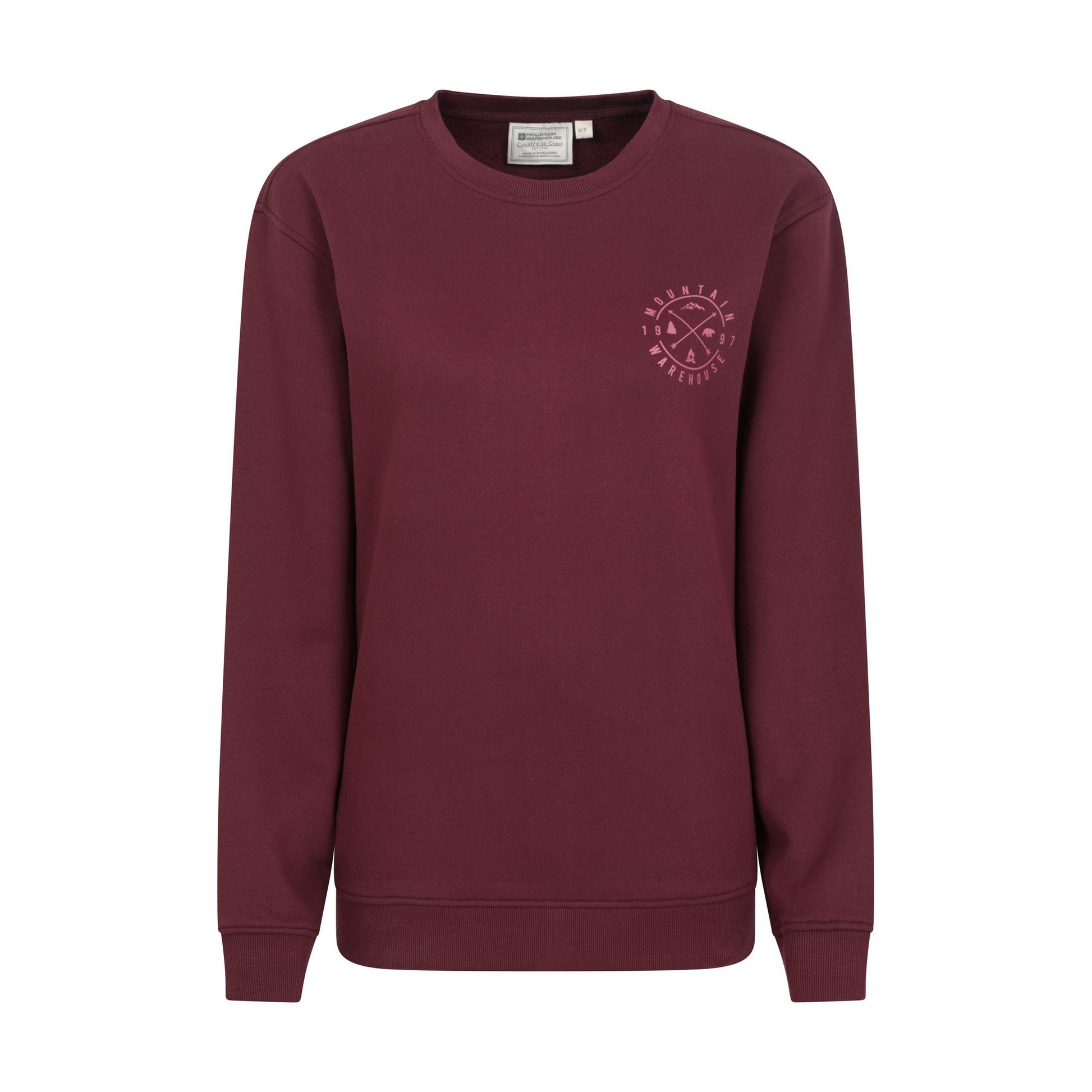 Burgundy - Front - Mountain Warehouse Womens-Ladies Compass Compass Sweatshirt