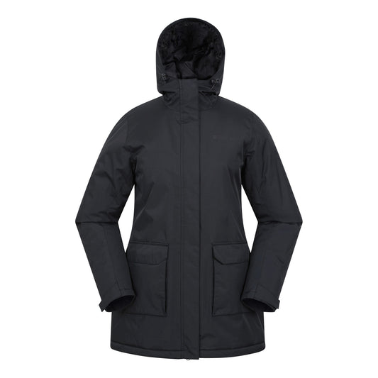 Black - Front - Mountain Warehouse Womens-Ladies Ranger Water Resistant Padded Parka