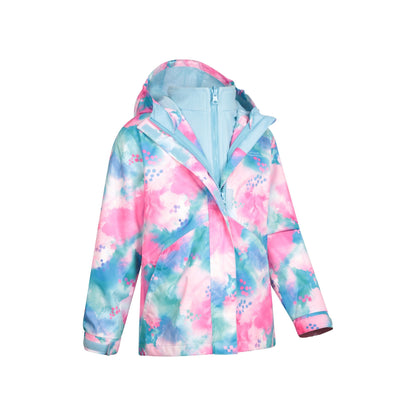 Blue - Side - Mountain Warehouse Childrens-Kids Aries Watercolour 3 in 1 Waterproof Jacket