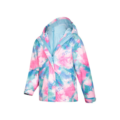 Blue - Lifestyle - Mountain Warehouse Childrens-Kids Aries Watercolour 3 in 1 Waterproof Jacket