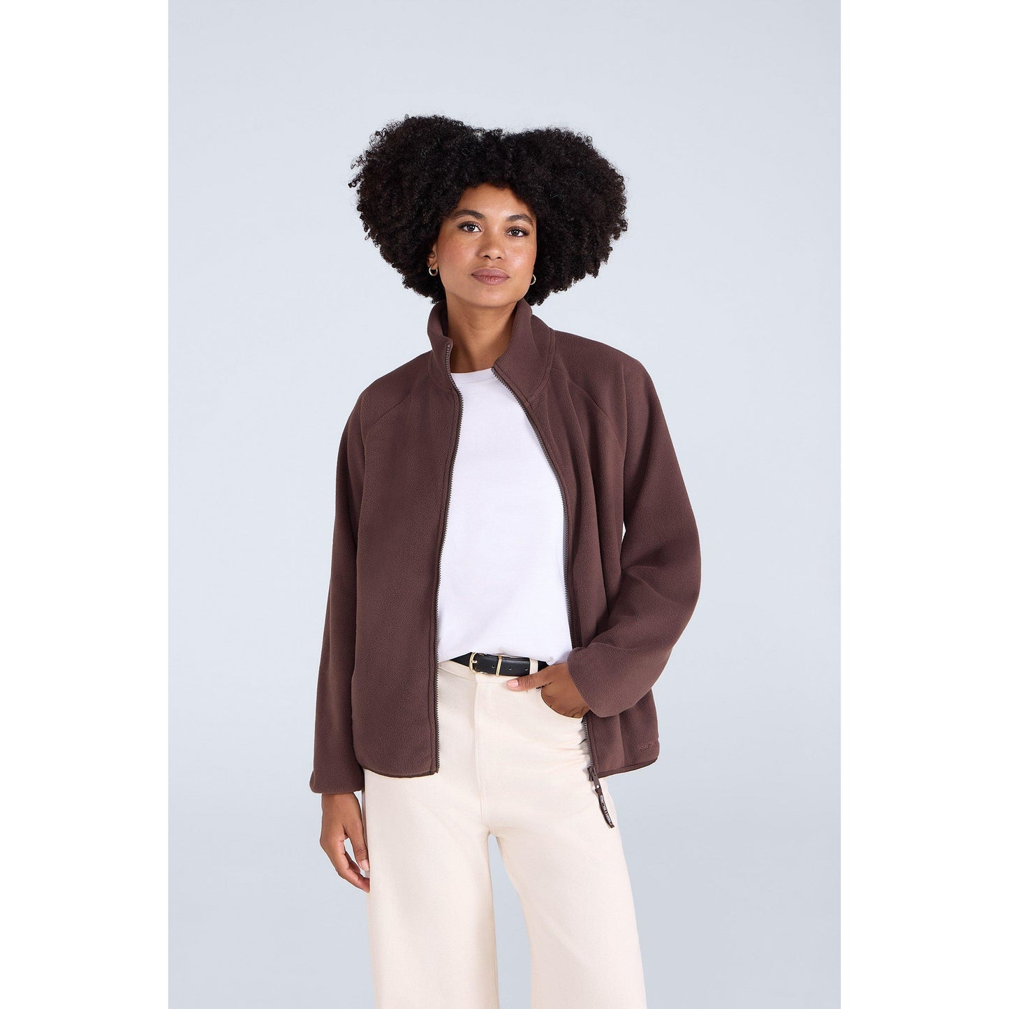 Brown - Front - Animal Womens-Ladies Stockholm Full Zip Fleece Jacket