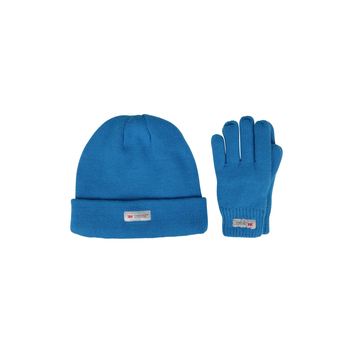 Bright Blue - Front - Mountain Warehouse Childrens-Kids Thinsulate Fleece Beanie & Gloves Set